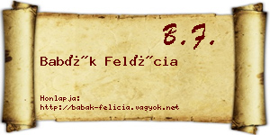 Babák Felícia névjegykártya